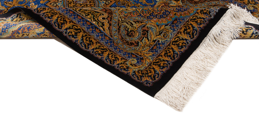 Alfombra persa de seda pura Qom | 120 x 79 cm