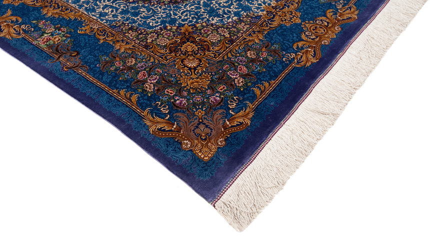 Alfombra persa de seda pura Qom | 149 x 102 cm
