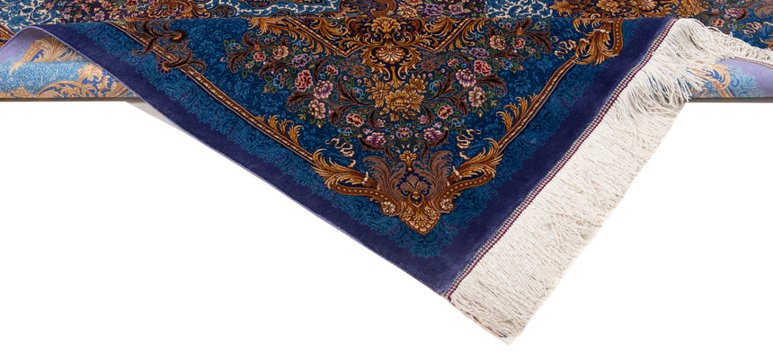 Alfombra persa de seda pura Qom | 149 x 102 cm