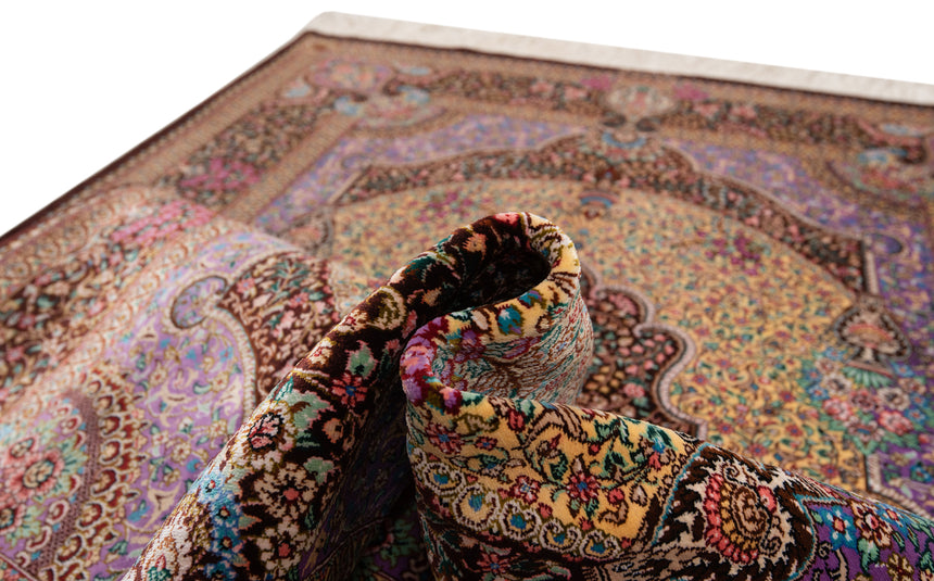 Alfombra persa de seda pura Qom | 150 x 95 cm