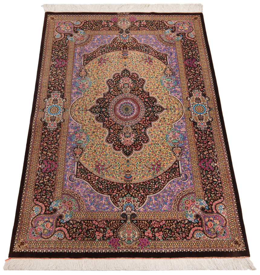 Alfombra persa de seda pura Qom | 150 x 95 cm