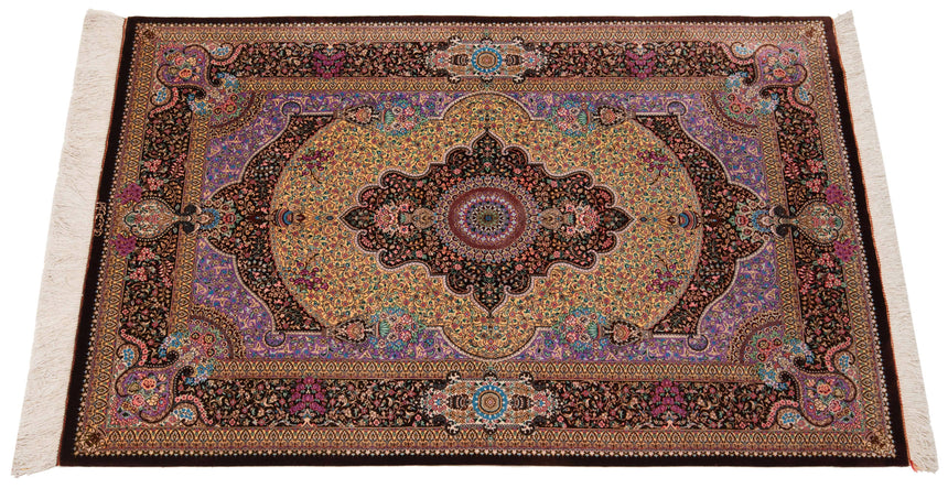 Alfombra persa de seda pura Qom | 150 x 95 cm