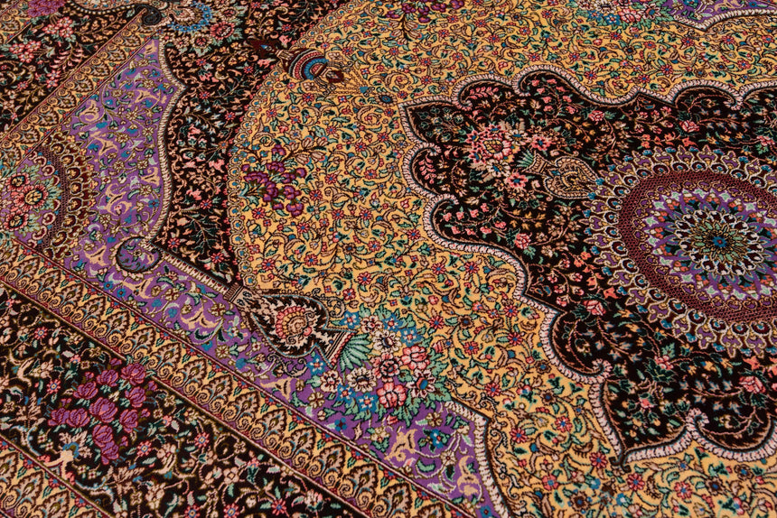 Alfombra persa de seda pura Qom | 150 x 95 cm