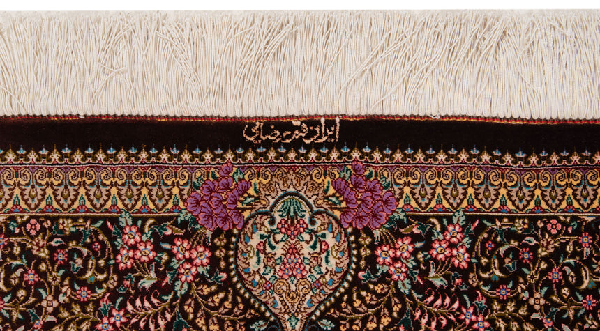 Alfombra persa de seda pura Qom | 150 x 95 cm