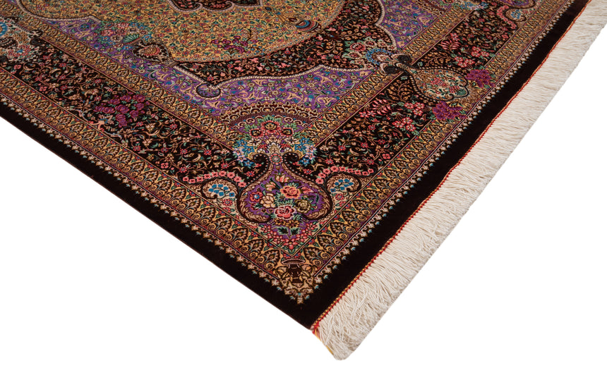 Alfombra persa de seda pura Qom | 150 x 95 cm