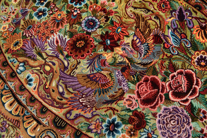 Alfombra persa de seda pura Qom | 89 x 59 cm