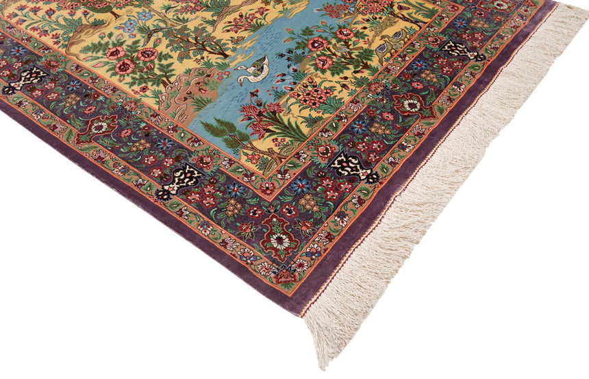 Alfombra persa de seda pura Qom | 116 x 78 cm