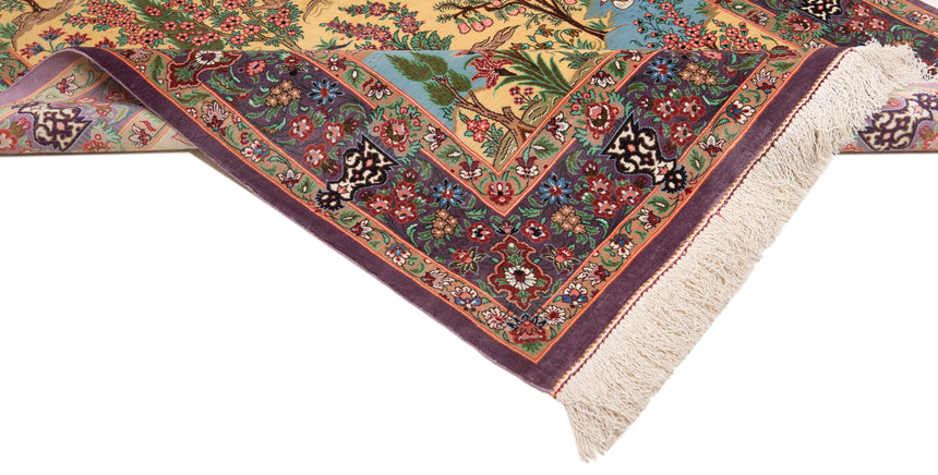 Alfombra persa de seda pura Qom | 116 x 78 cm
