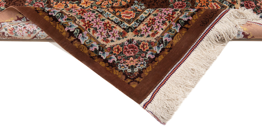 Alfombra persa de seda pura Qom | 122 x 80 cm