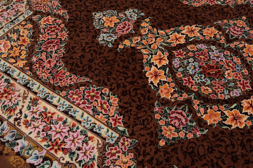 Alfombra persa de seda pura Qom | 122 x 80 cm