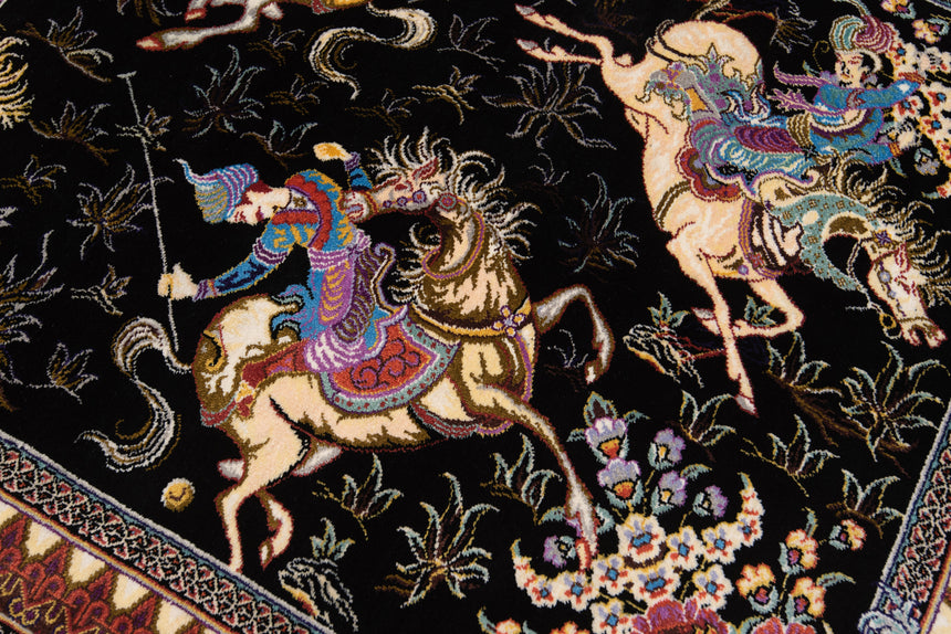 Alfombra persa de seda pura Qom | 89 x 58 cm