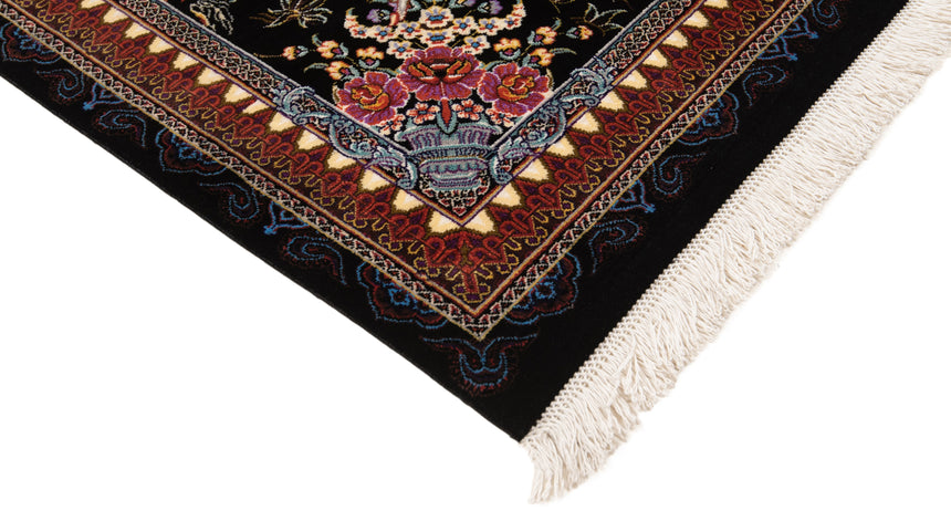Alfombra persa de seda pura Qom | 89 x 58 cm