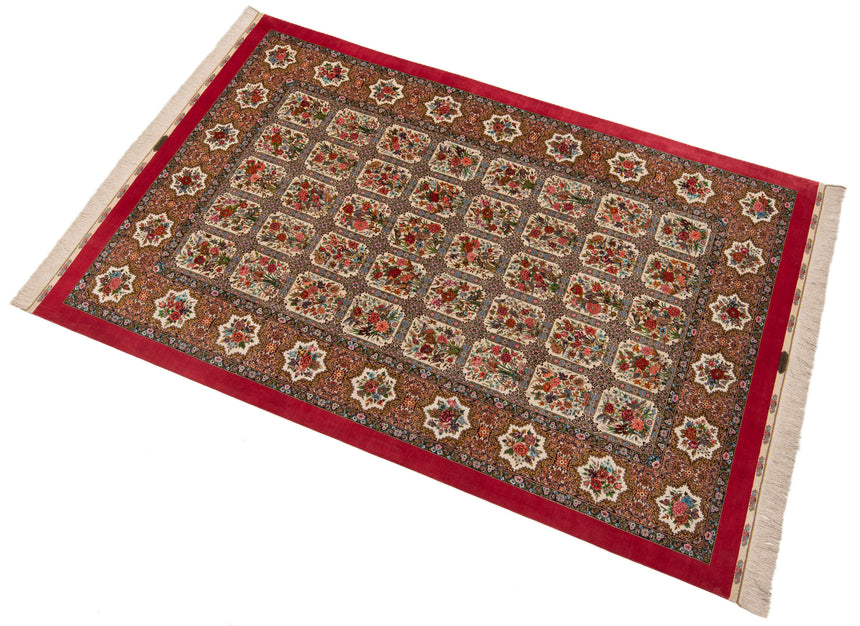 Alfombra persa de seda pura Qom | 305 x 200 cm