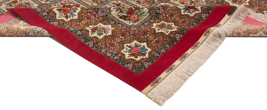 Alfombra persa de seda pura Qom | 305 x 200 cm