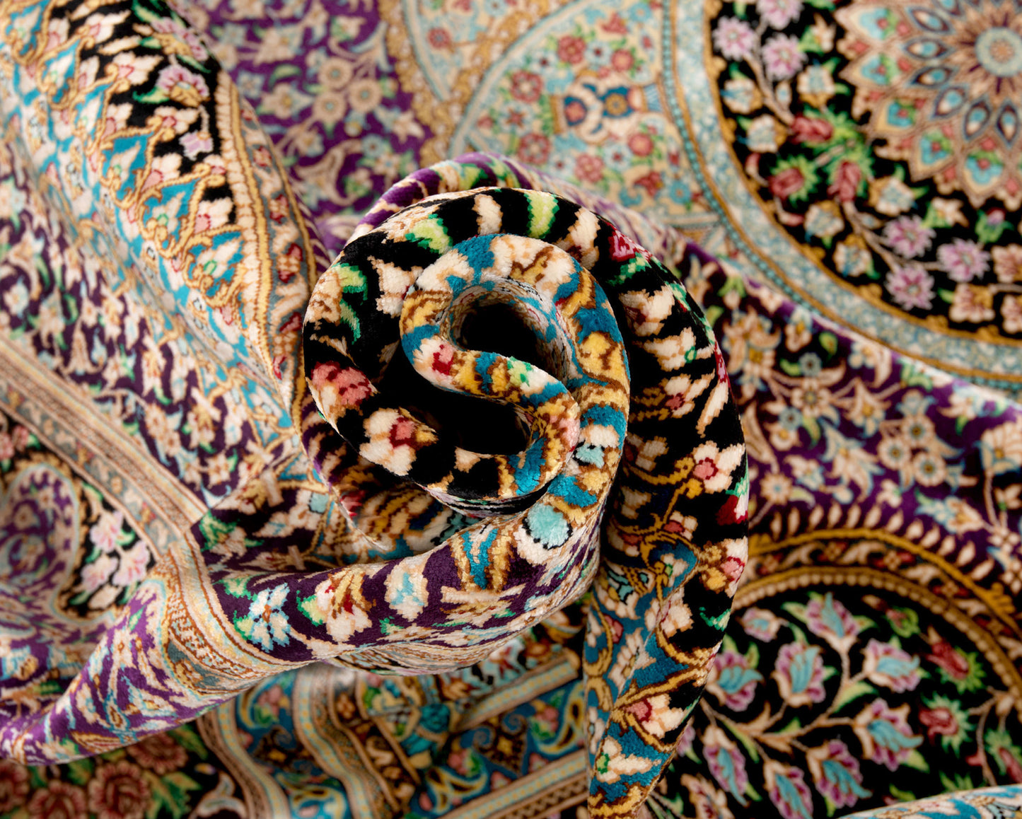 Alfombra persa de seda Qom | 347 x 249 cm
