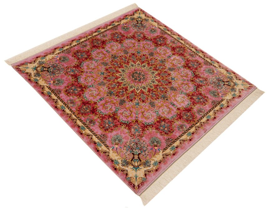 Qom Silk Persian Rug | 150x150cm