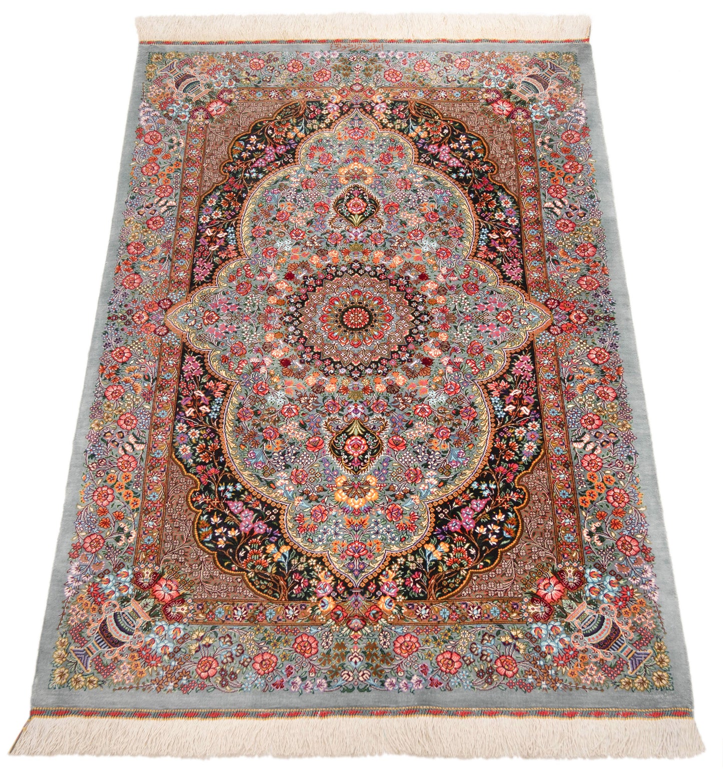 Alfombra persa Qom Silk Rezwani | 125 x 78 cm