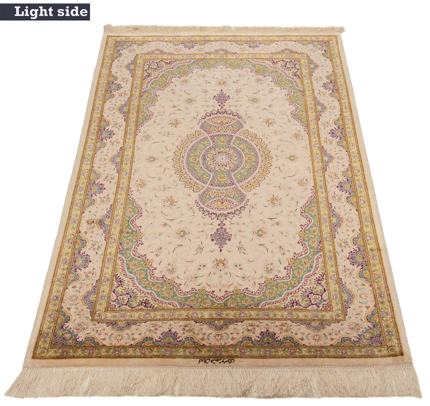 Alfombra persa de seda Qom | 148 x 98 cm