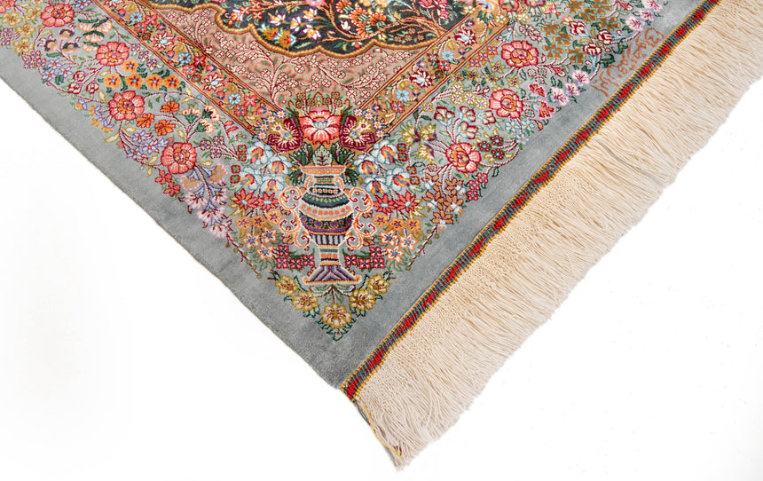 Qom Silk Rezwani Persian Rug | 125x78cm