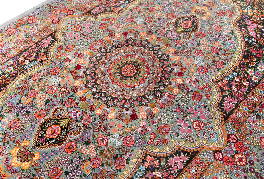 Qom Silk Rezwani Persian Rug | 125x78cm