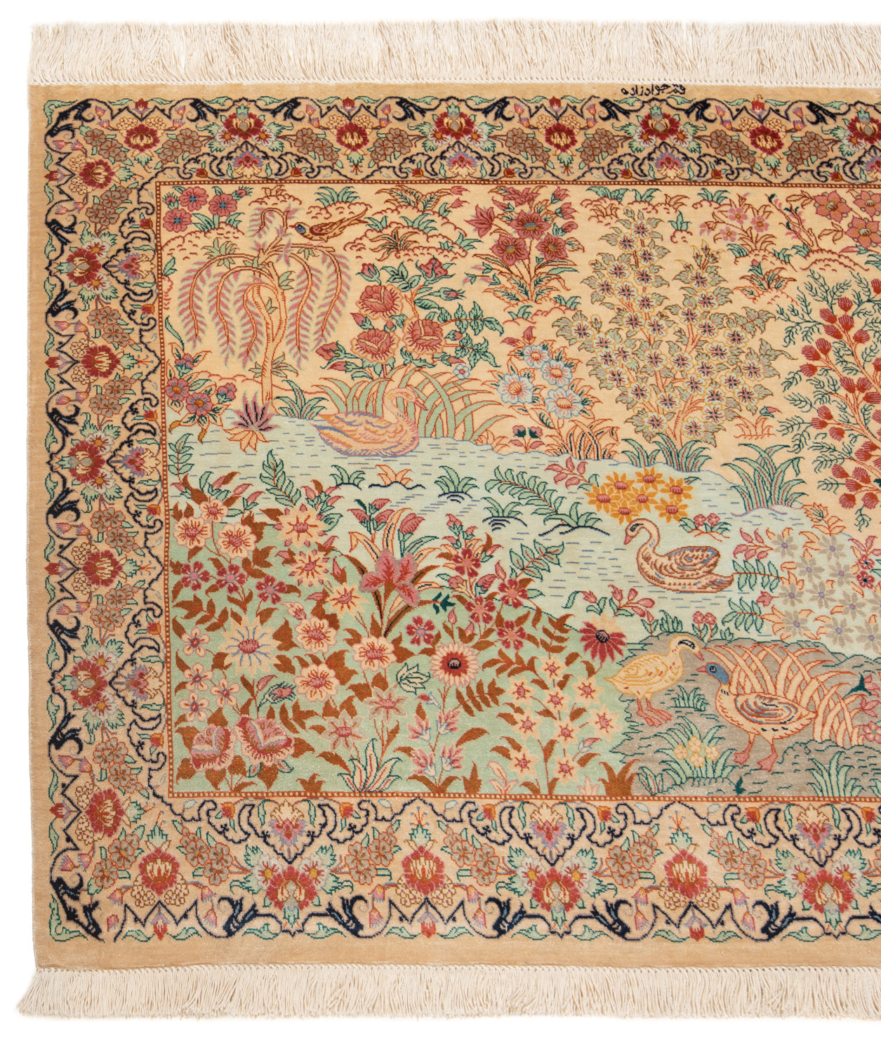 Alfombra persa de seda Qom | 114 x 79 cm