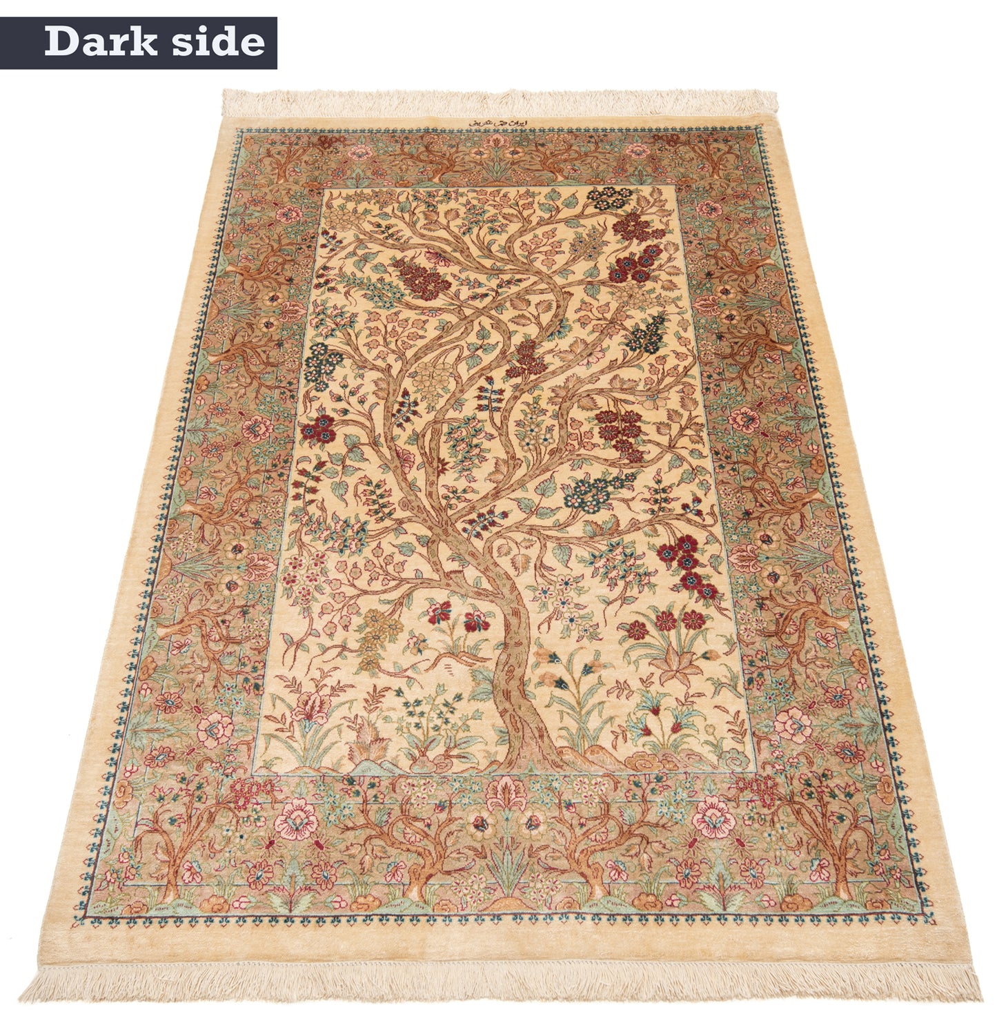Alfombra persa de seda Qom | 153 x 95 cm