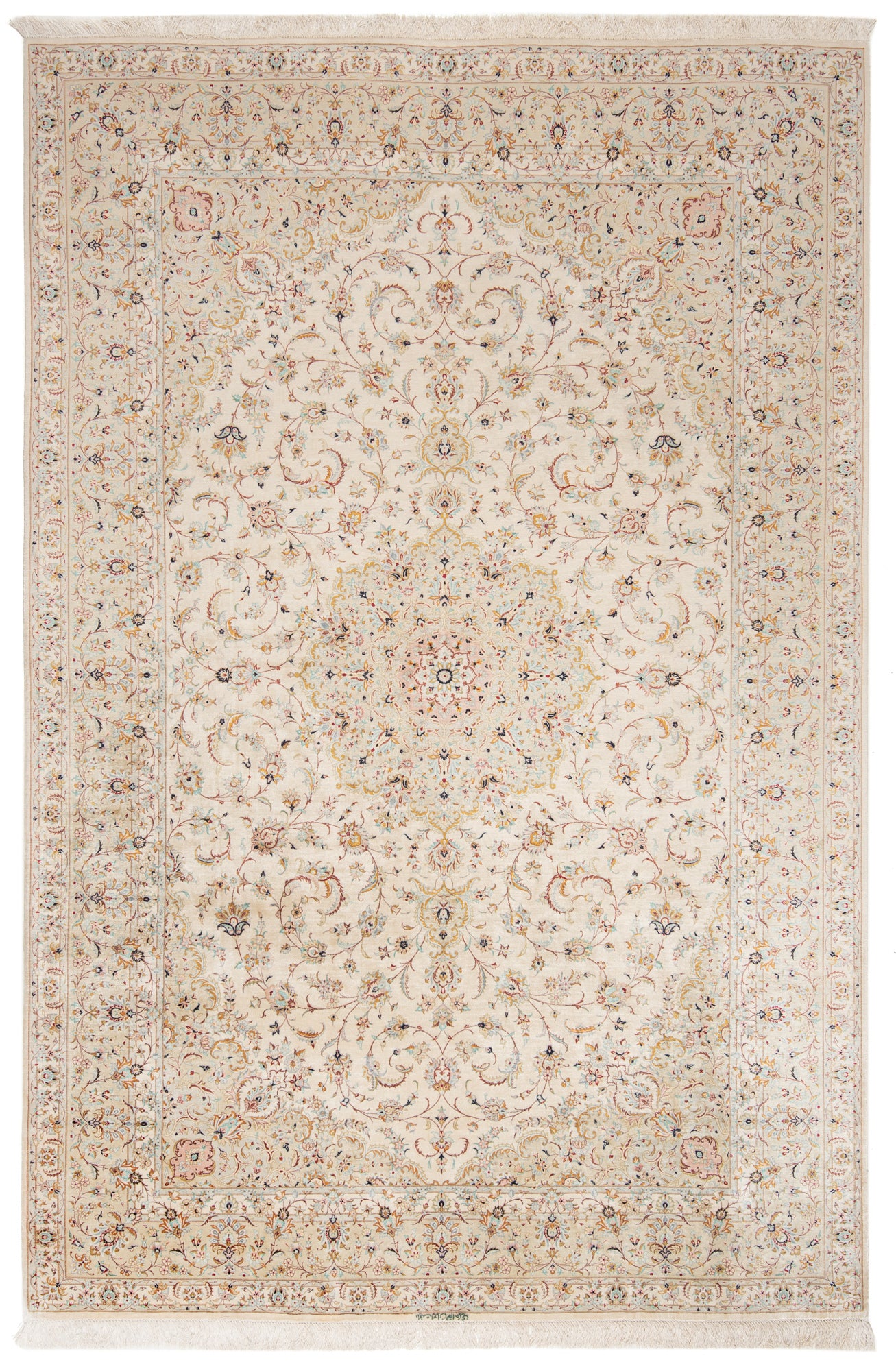 Alfombra Persa Ahmadi de Seda Qom | 299 x 198 cm