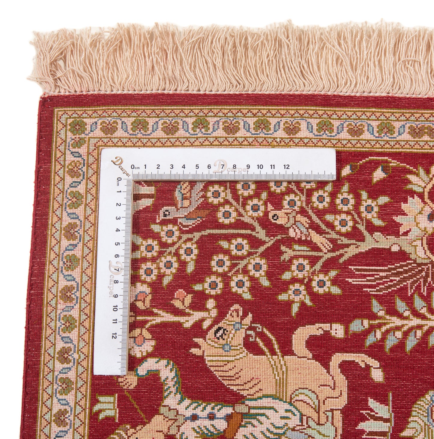 Alfombra persa de seda Qom | 91 x 60 cm