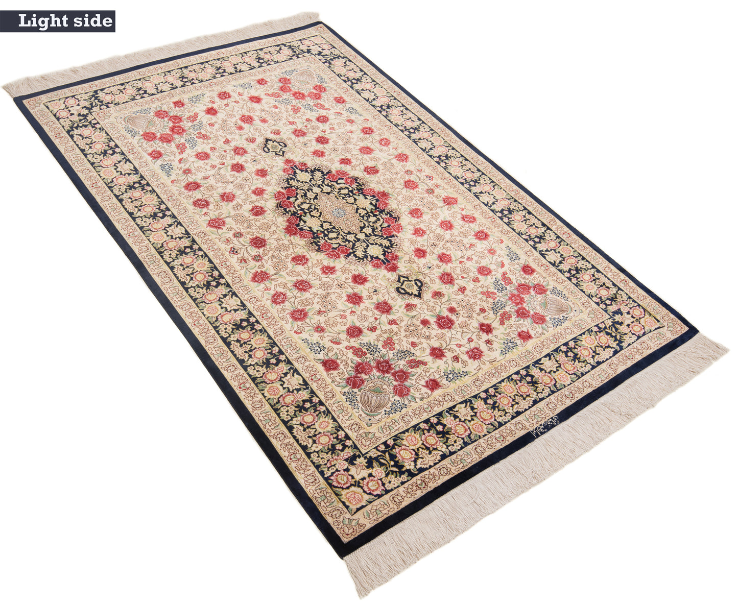 Alfombra persa de seda Qom | 159 x 105 cm