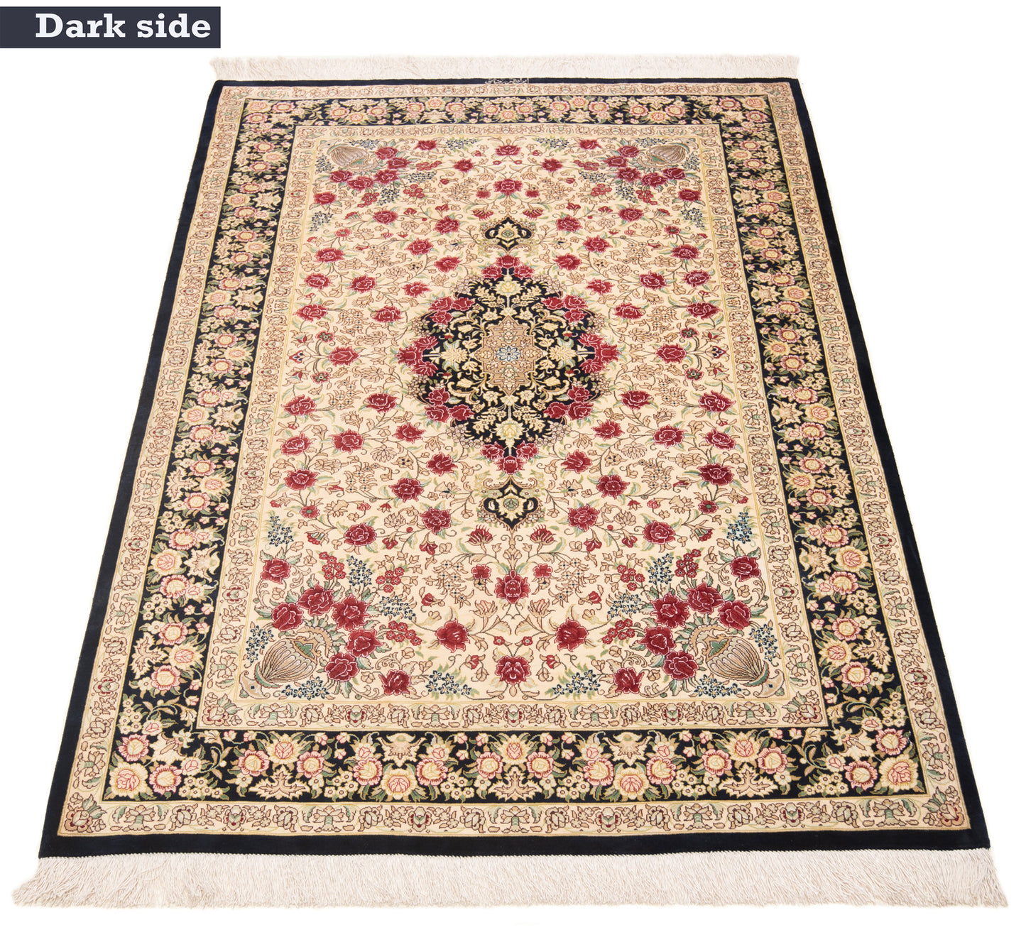 Alfombra persa de seda Qom | 159 x 105 cm
