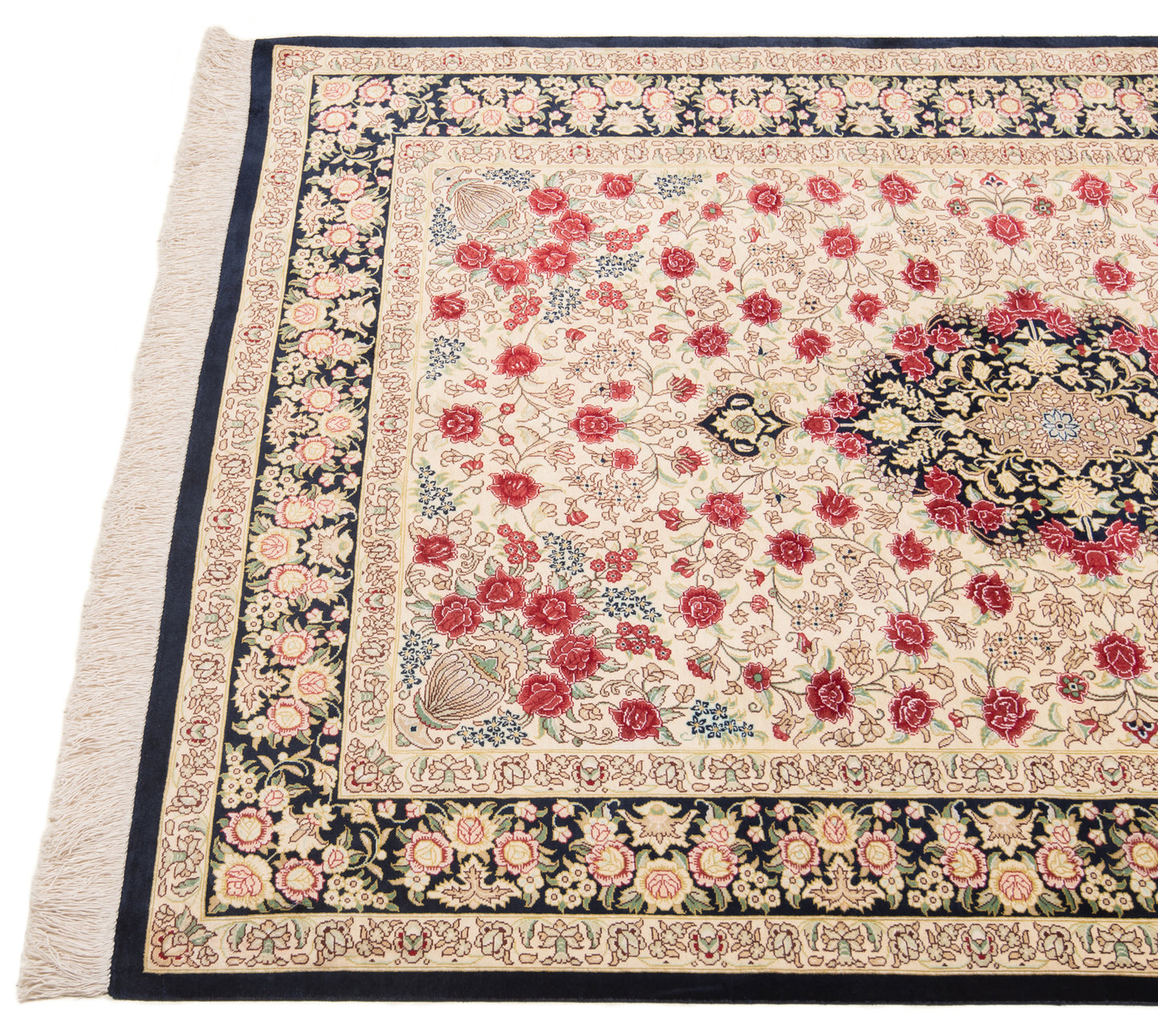 Alfombra persa de seda Qom | 159 x 105 cm