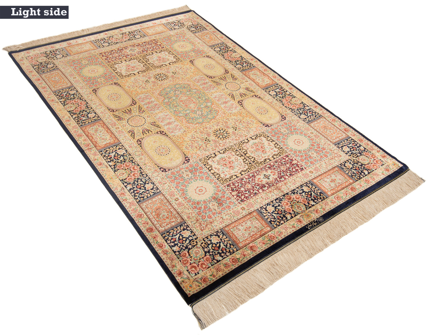 Alfombra persa de seda Qom | 195 x 130 cm