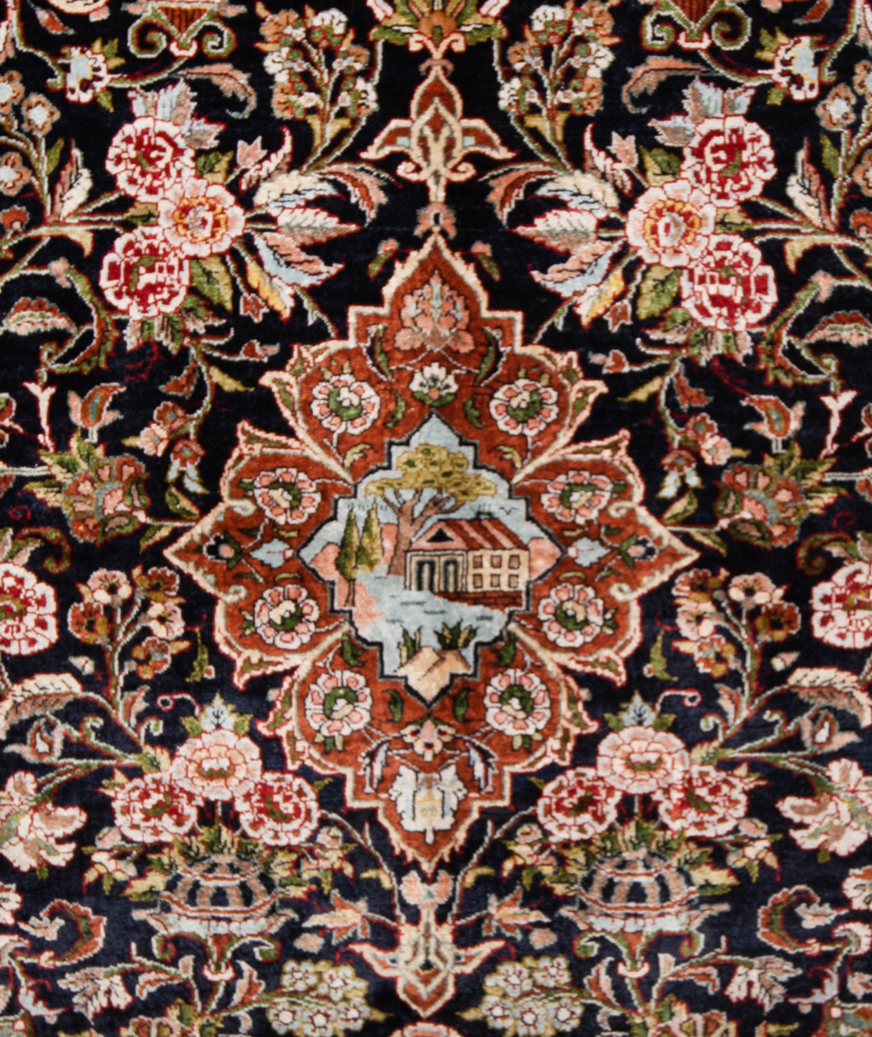 Alfombra persa de seda Kashan | 158 x 101 cm
