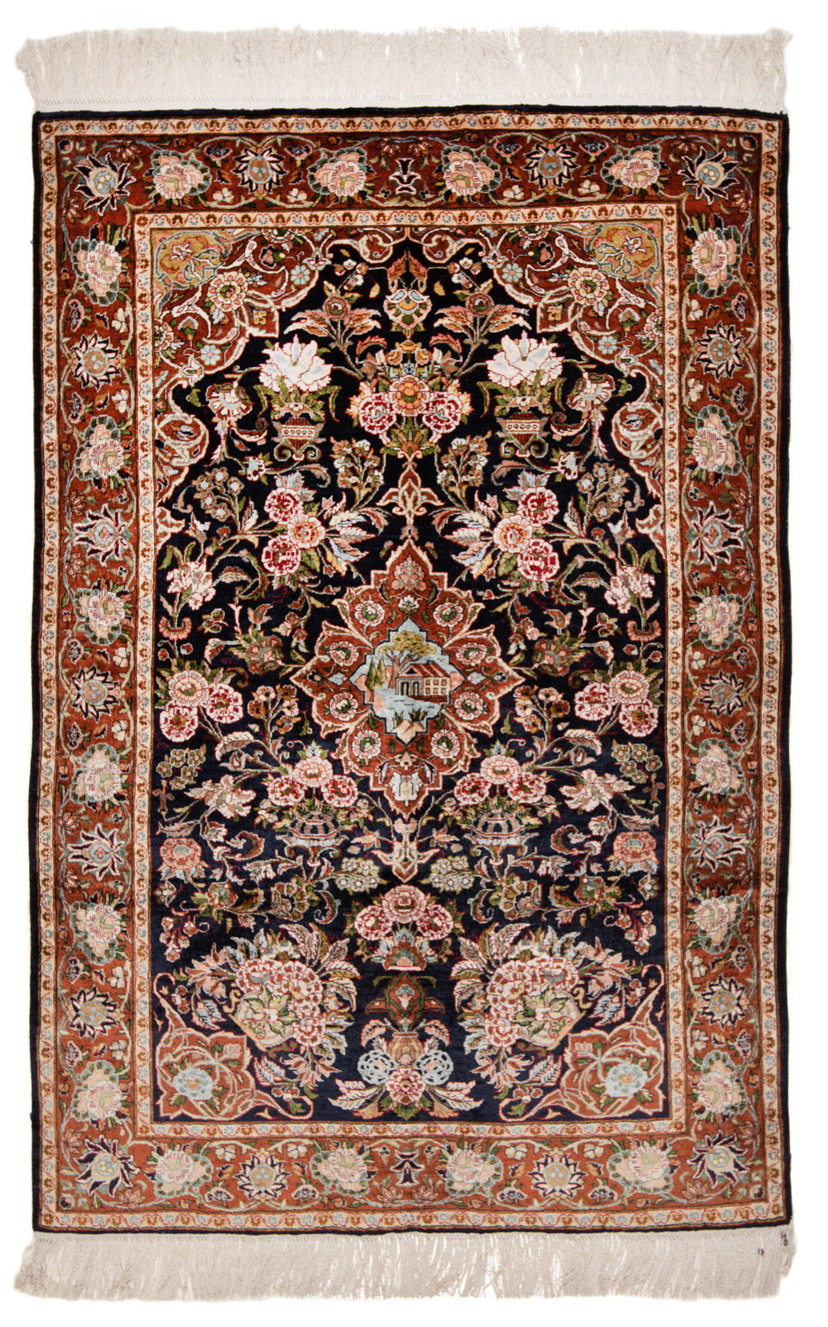 Alfombra persa de seda Kashan | 158 x 101 cm
