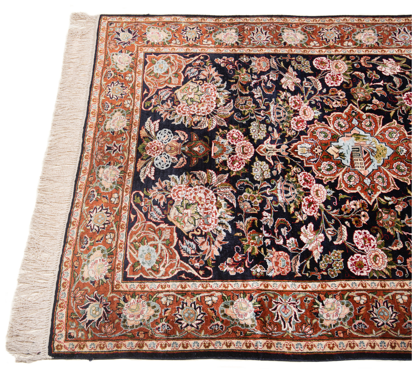 Alfombra persa de seda Kashan | 158 x 101 cm