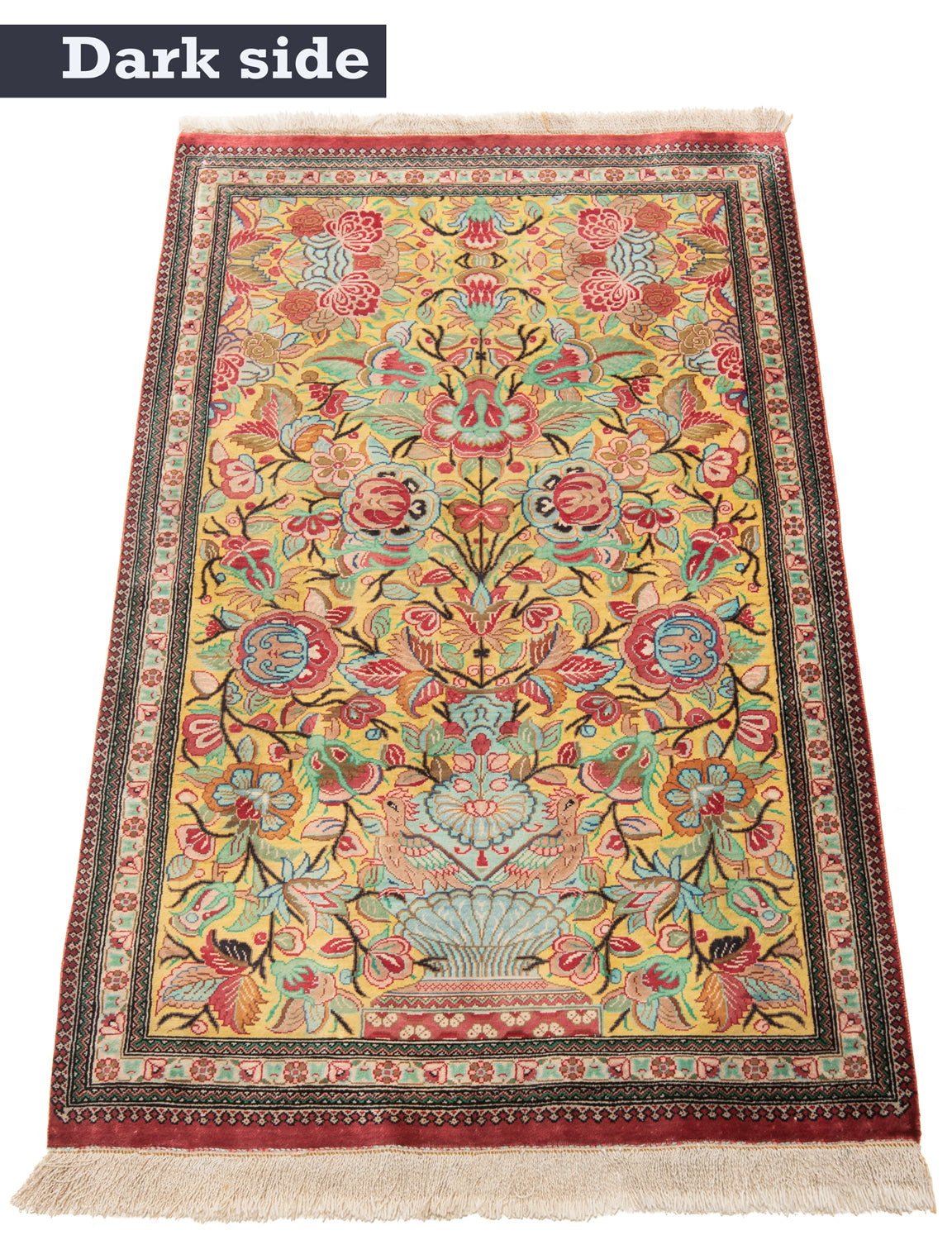 Alfombra persa de seda Qom | 100 x 60 cm