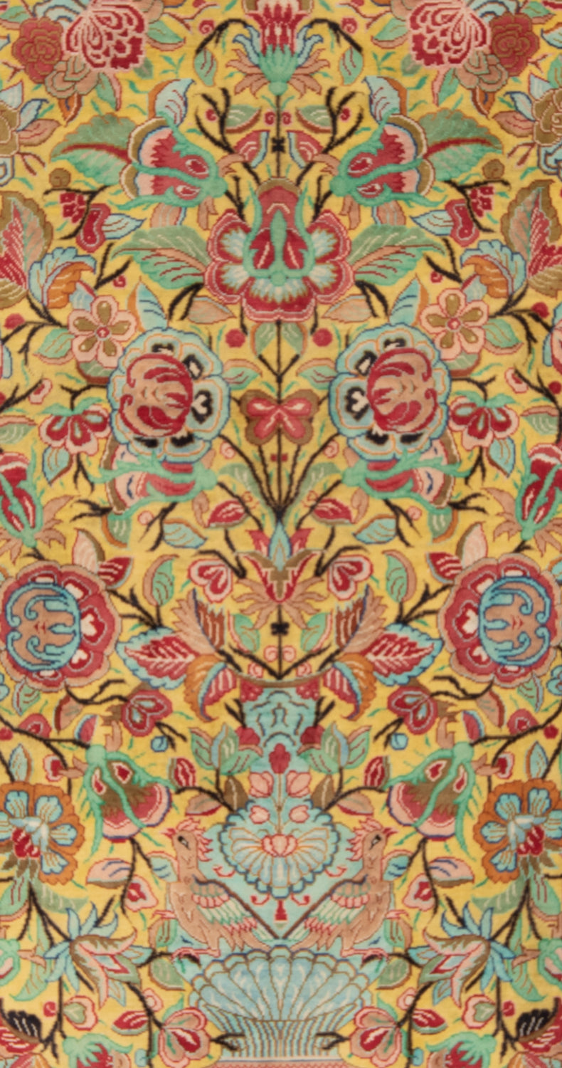 Alfombra persa de seda Qom | 100 x 60 cm