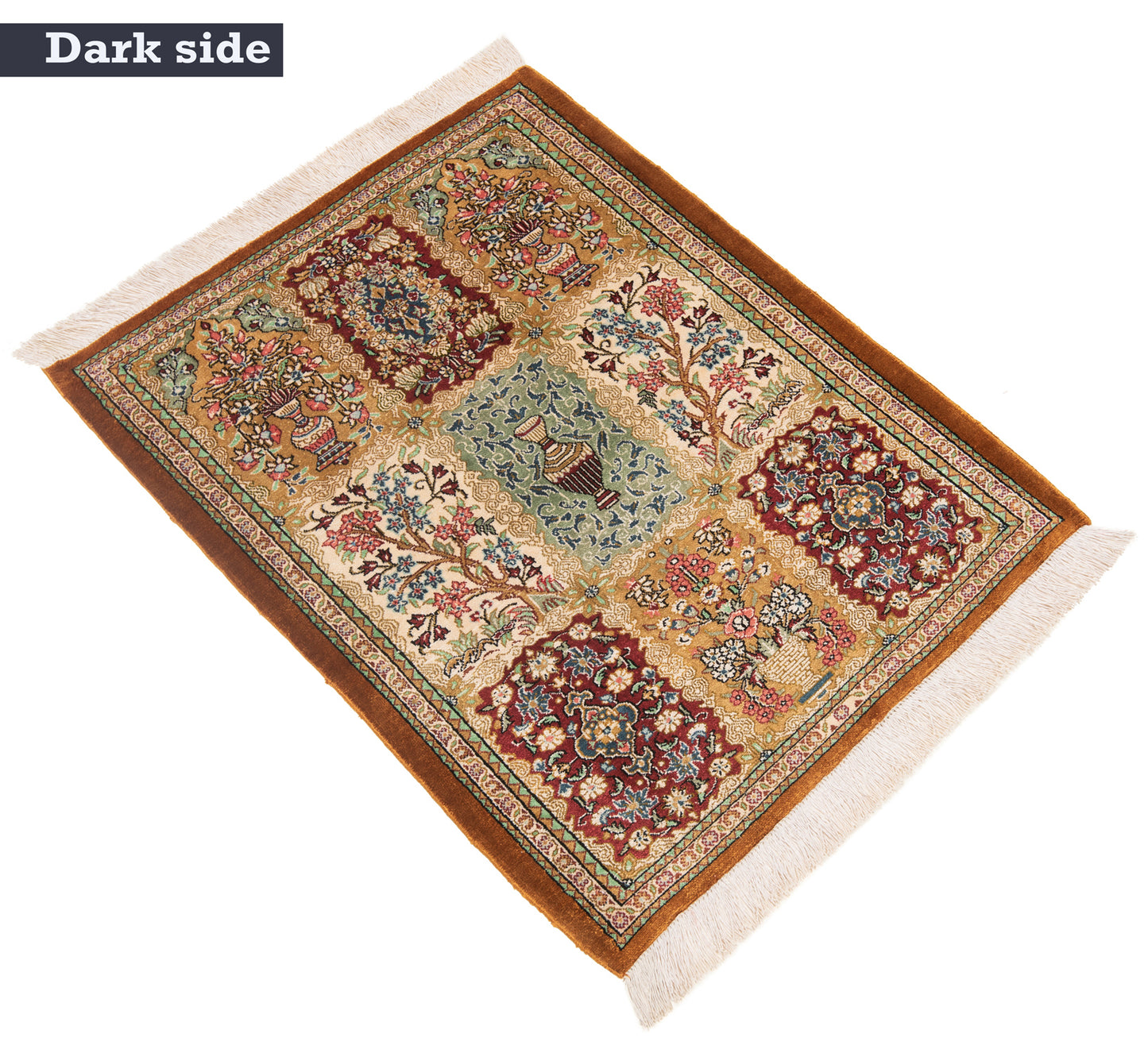 Alfombra persa de seda Qom | 80 x 58 cm