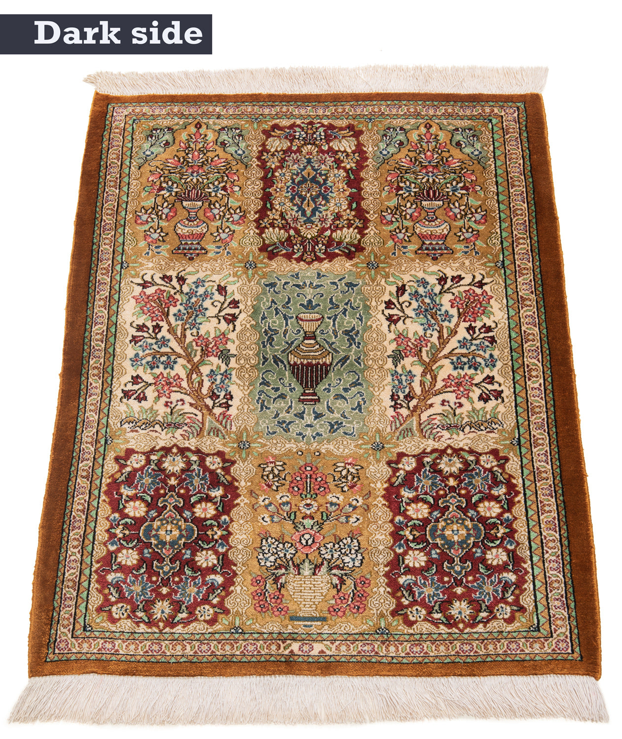 Alfombra persa de seda Qom | 80 x 58 cm