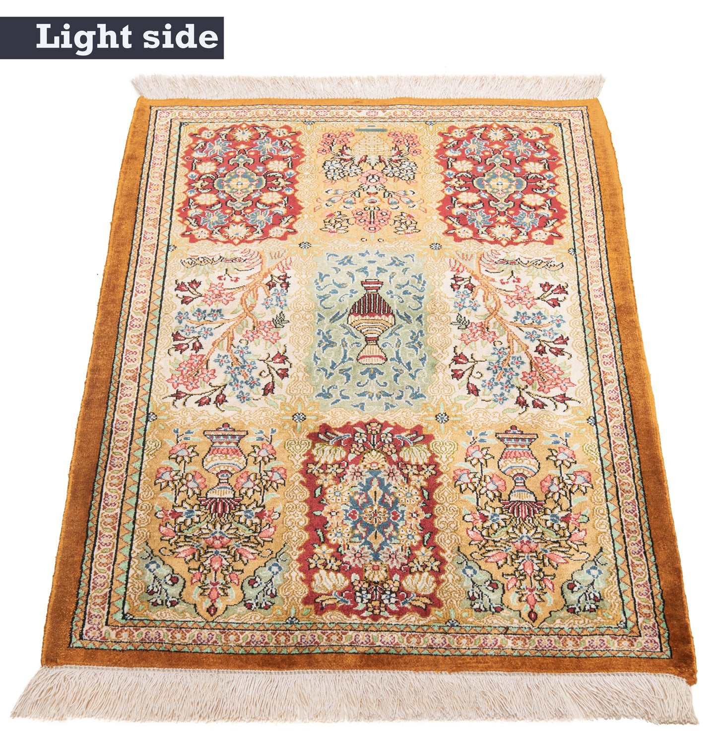 Alfombra persa de seda Qom | 80 x 58 cm