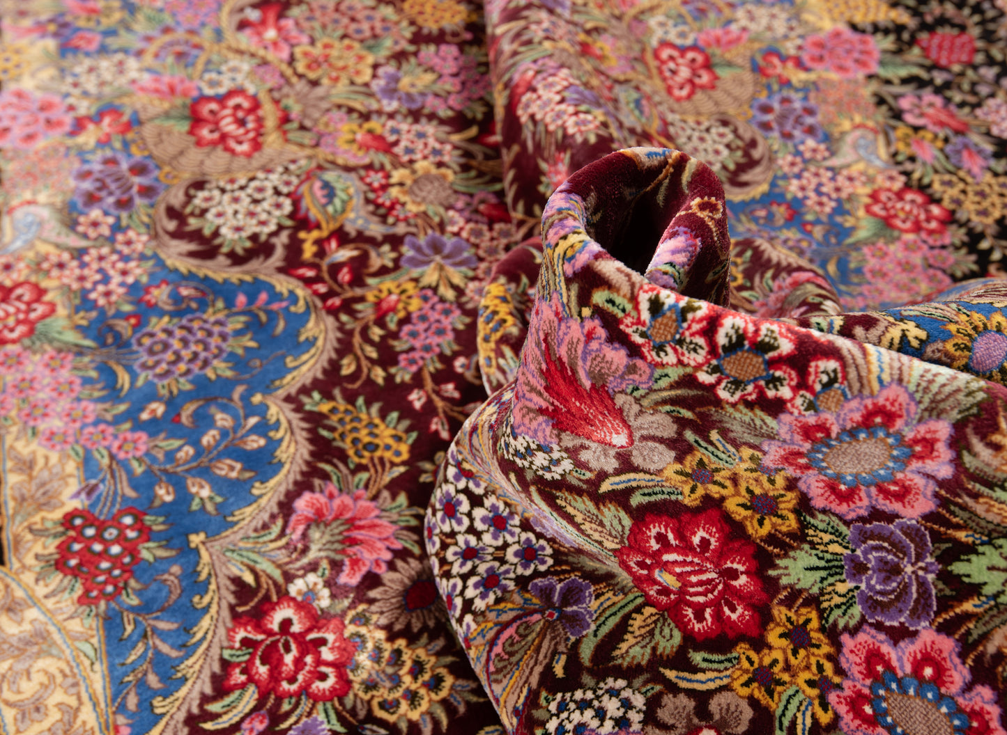 Alfombra persa de seda Qom | 197 x 128 cm