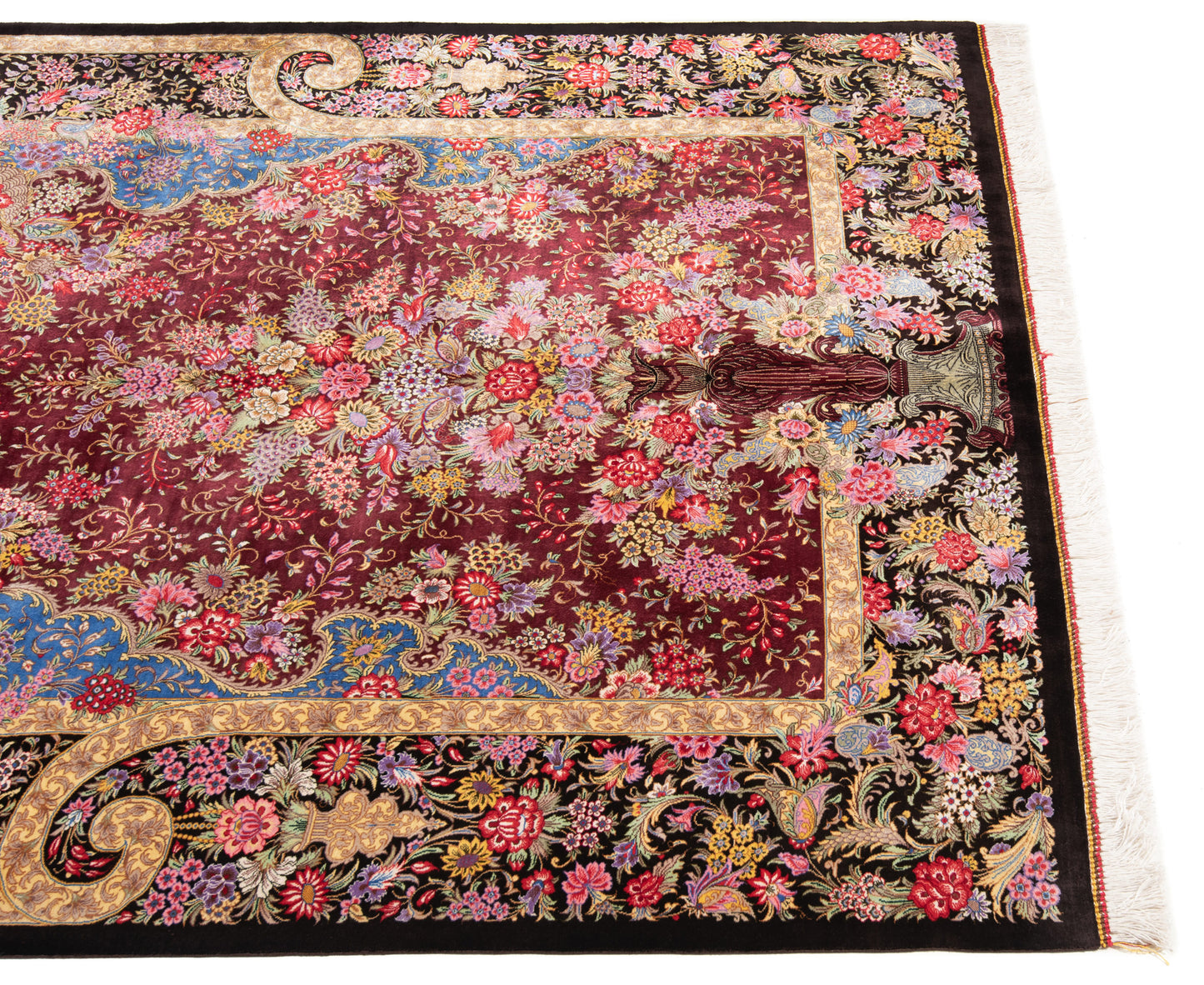 Alfombra persa de seda Qom | 197 x 128 cm