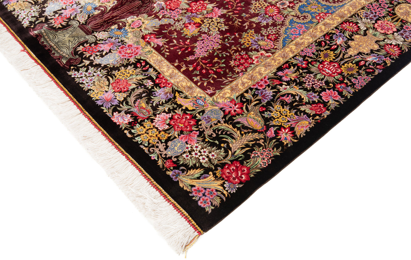Alfombra persa de seda Qom | 197 x 128 cm