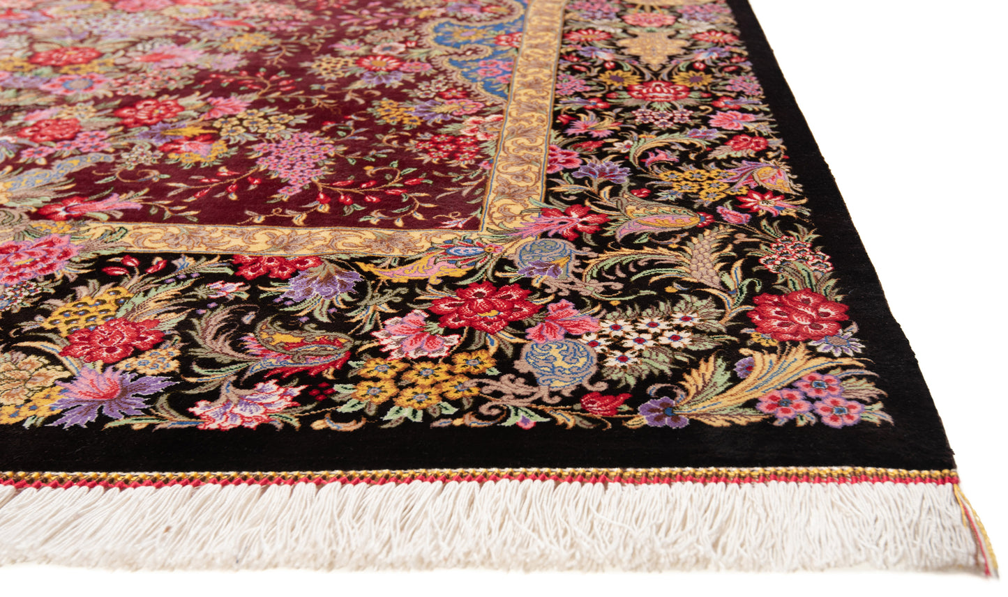 Alfombra persa de seda Qom | 197 x 128 cm