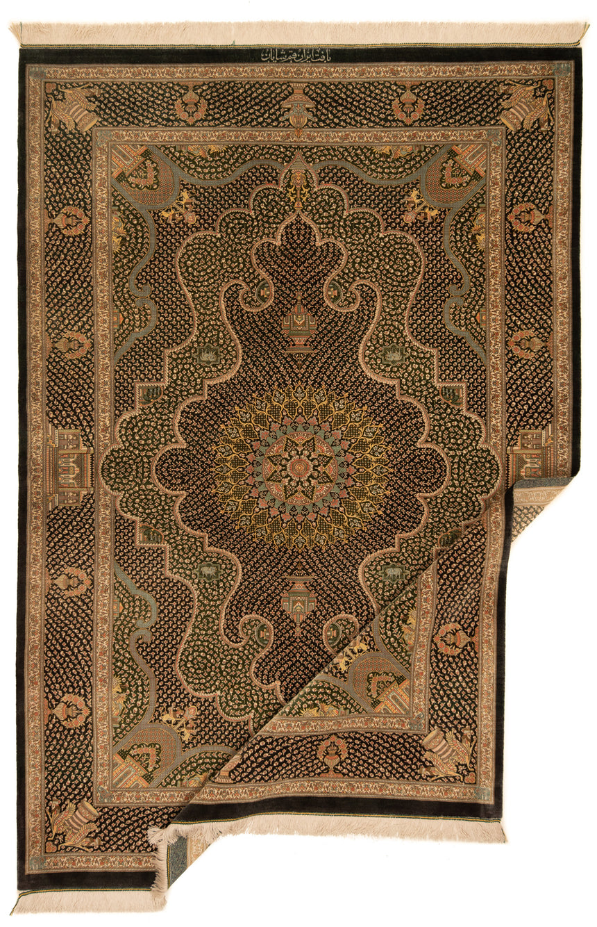 Alfombra persa de seda Qom Shayan | 204 x 136 cm