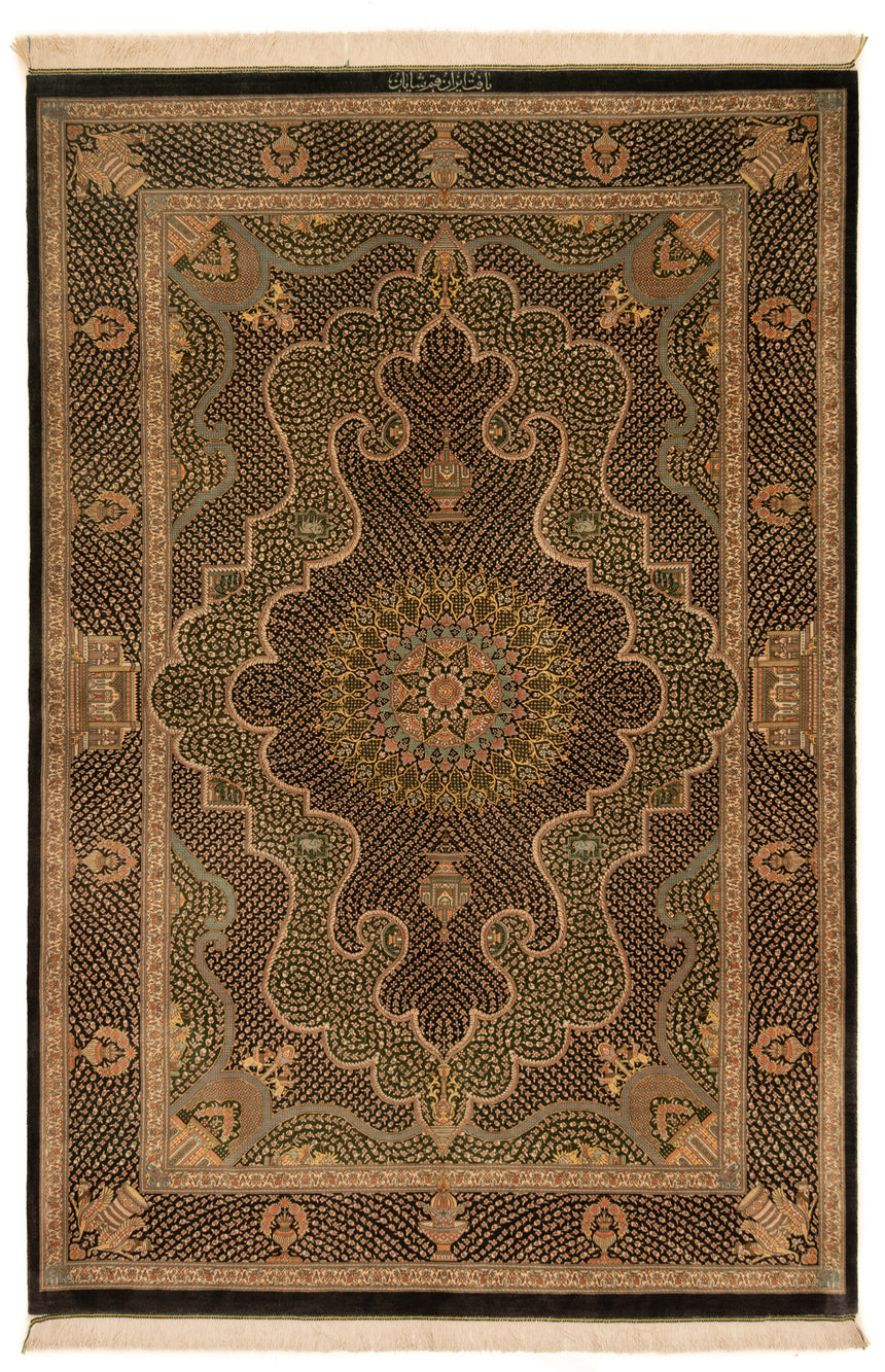 Alfombra persa de seda Qom Shayan | 204 x 136 cm