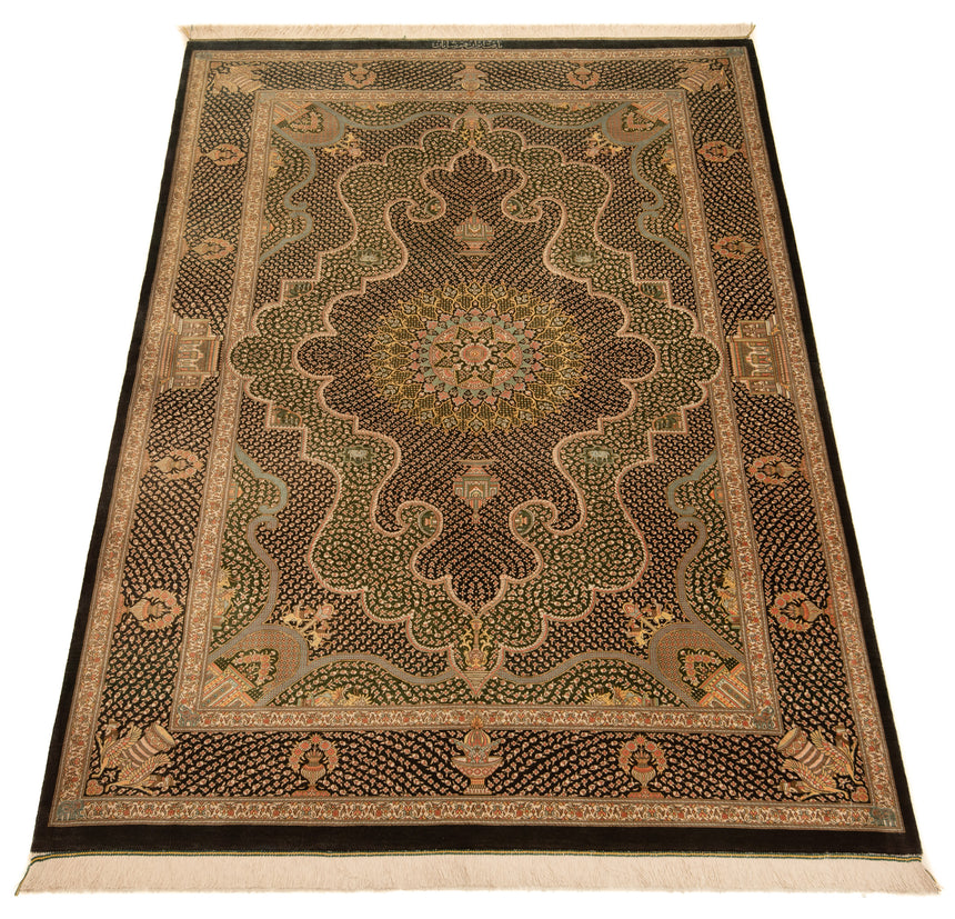 Alfombra persa de seda Qom Shayan | 204 x 136 cm