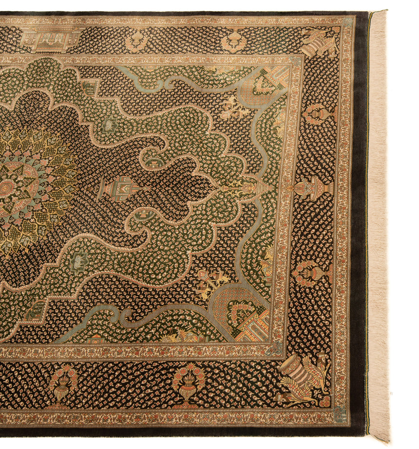 Alfombra persa de seda Qom Shayan | 204 x 136 cm