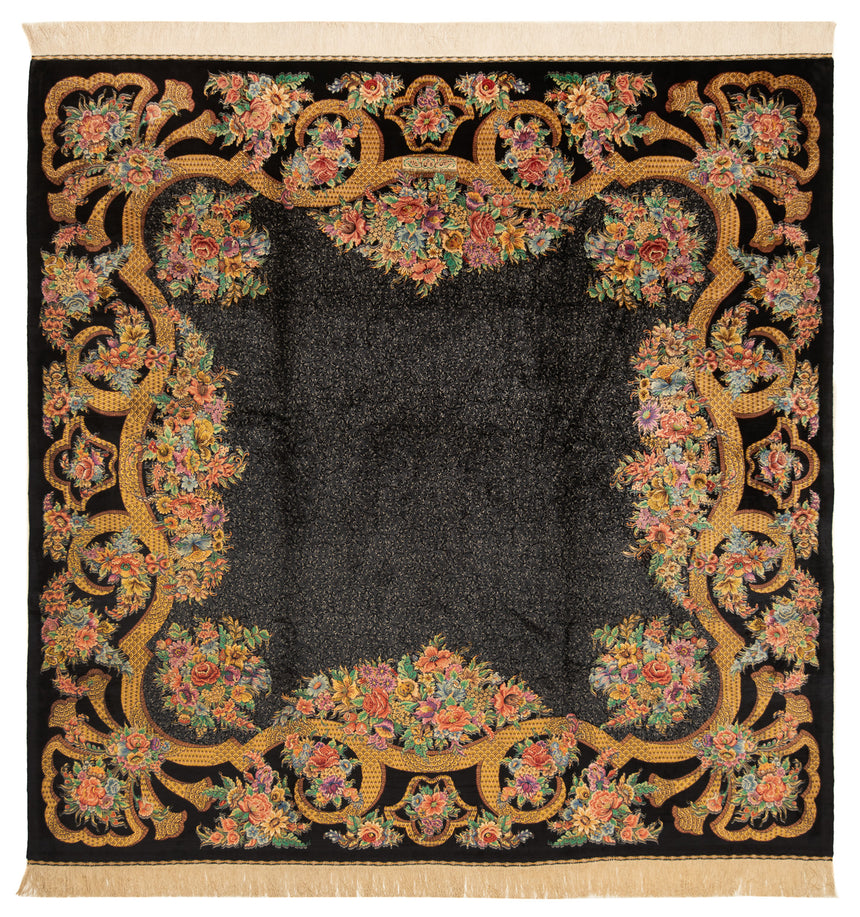 Qom Kashizadeh Silk Persian Rug | 195x195cm