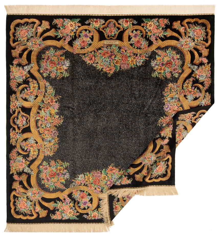 Qom Kashizadeh Silk Persian Rug | 195x195cm